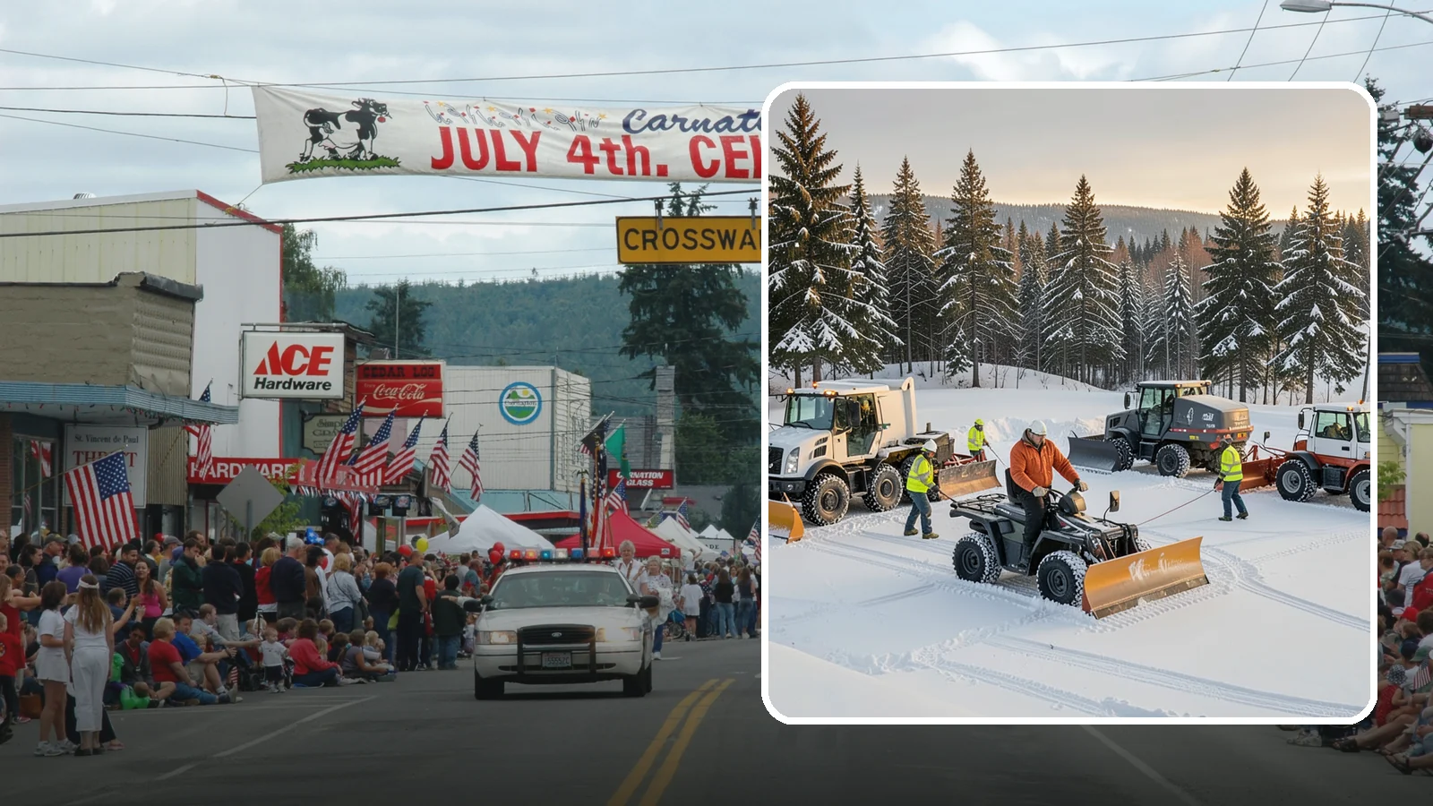 Snow Pusher Service in Carnation, King County, WA - Our box-blade snow pushers clear wide open lots quickly by moving large volumes in every pass.
