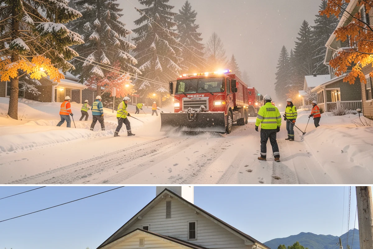 Snow Pusher Service in Concrete, Skagit County, WA - Snow pusher service is in demand throughout the lowland snow season from late November through February on large commercial lots.
