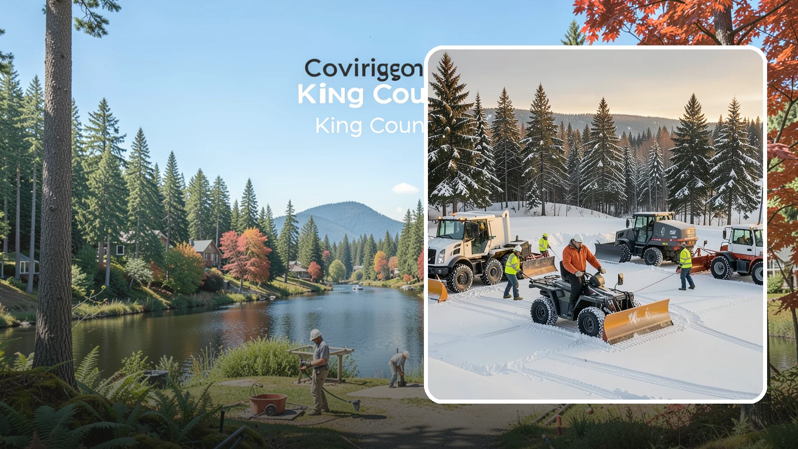 Snow Pusher Service in Covington, King County, WA - Our box-blade snow pushers clear wide open lots quickly by moving large volumes in every pass.