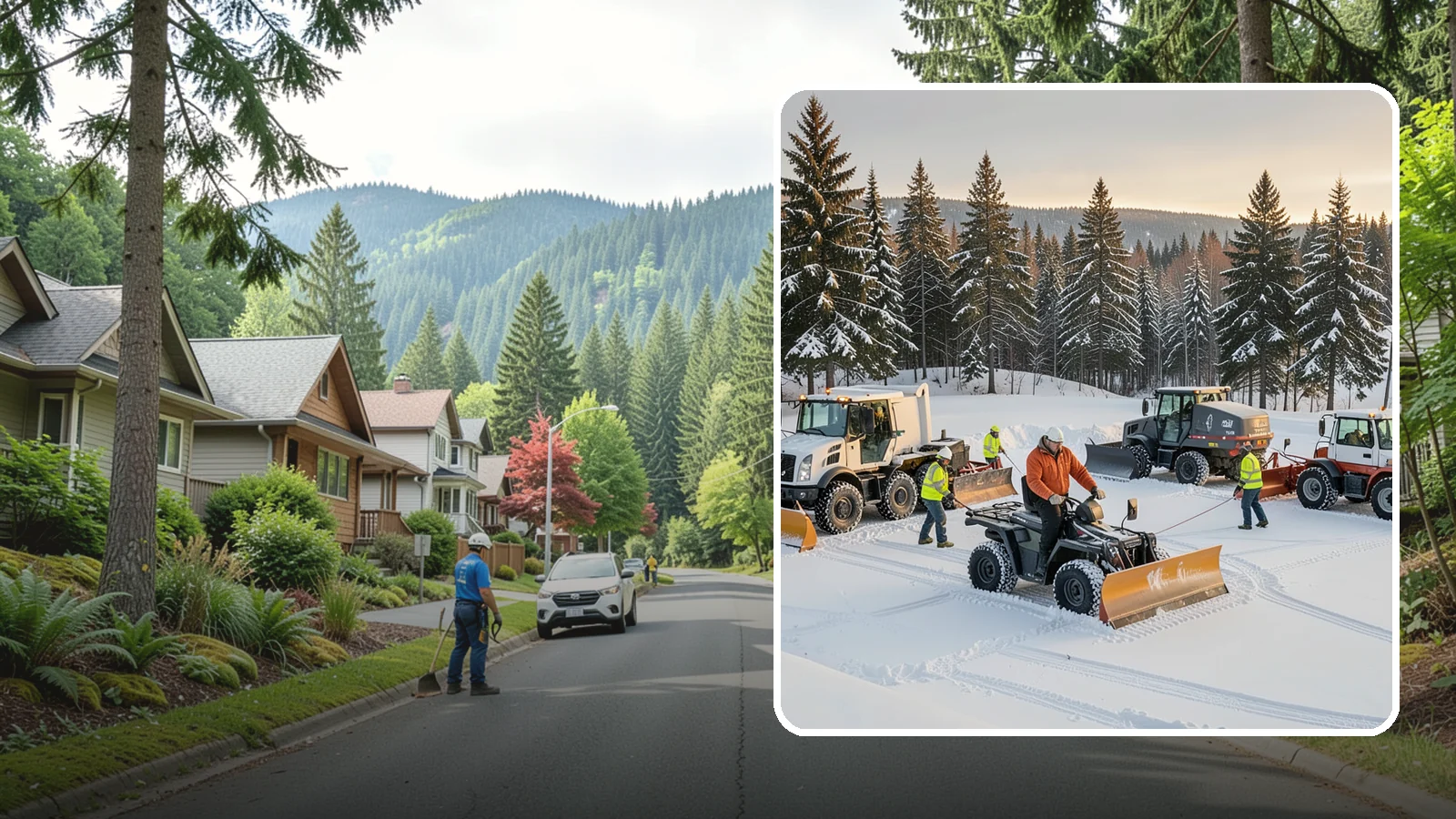 Snow Pusher Service in Darrington, Snohomish County, WA - Our box-blade snow pushers clear wide open lots quickly by moving large volumes in every pass.