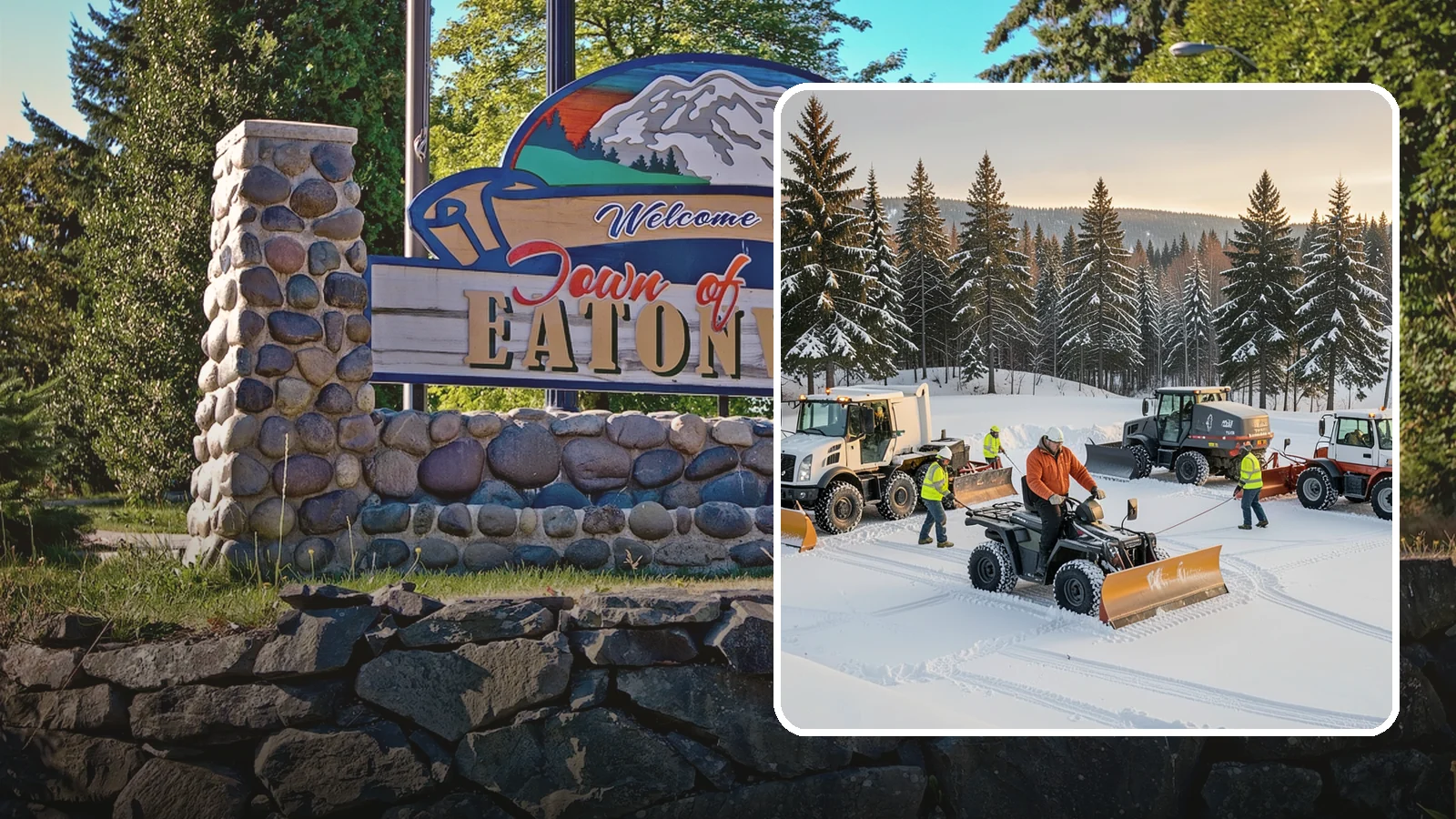 Snow Pusher Service in Eatonville, Pierce County, WA - Our box-blade snow pushers clear wide open lots quickly by moving large volumes in every pass.