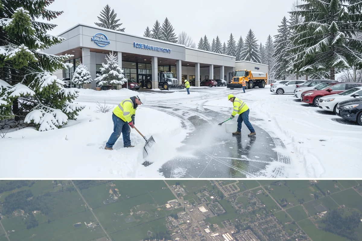 Snow Pusher Service in Enumclaw, King County, WA - Snow pusher service is in demand throughout the lowland snow season from late November through February on large commercial lots.