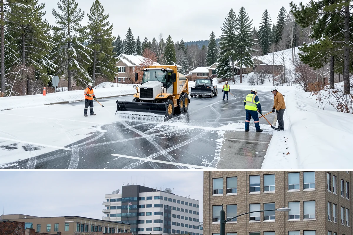 Snow Pusher Service in Everett, Snohomish County, WA - Snow pusher service is in demand throughout the lowland snow season from late November through February on large commercial lots.