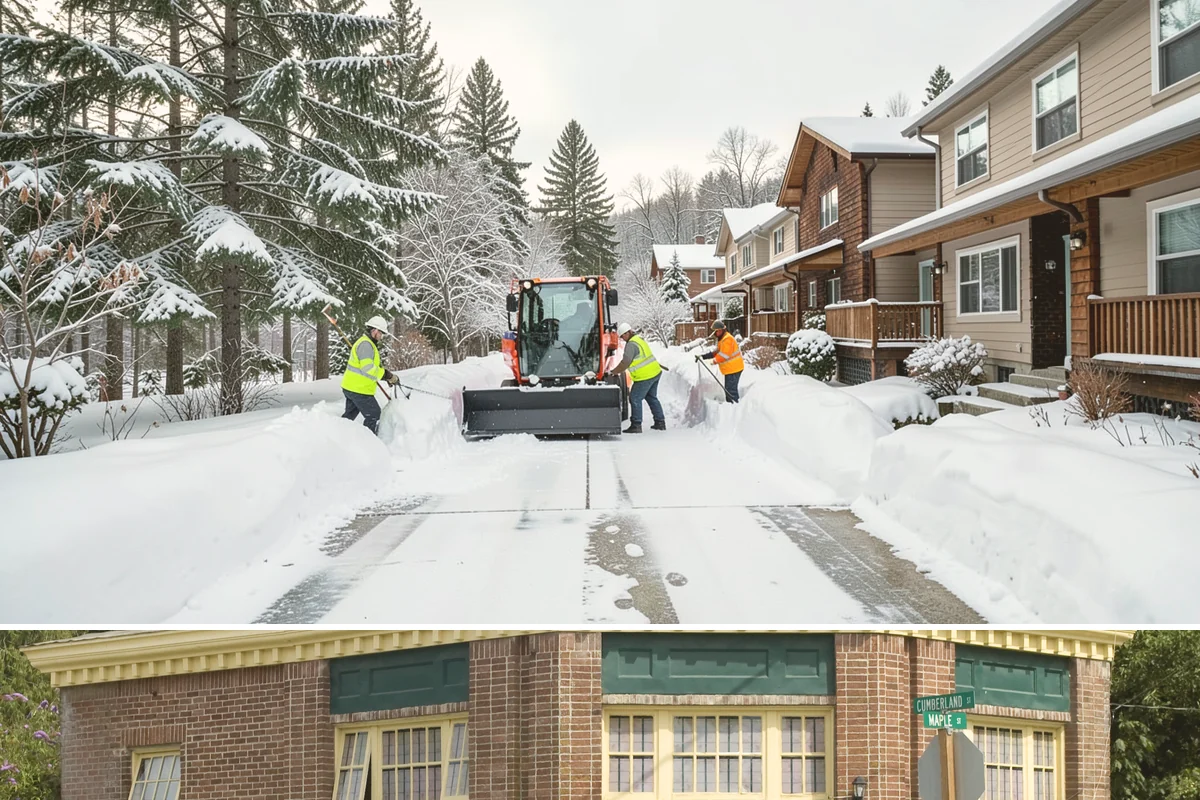Snow Pusher Service in Hamilton, Skagit County, WA - Snow pusher service is in demand throughout the lowland snow season from late November through February on large commercial lots.