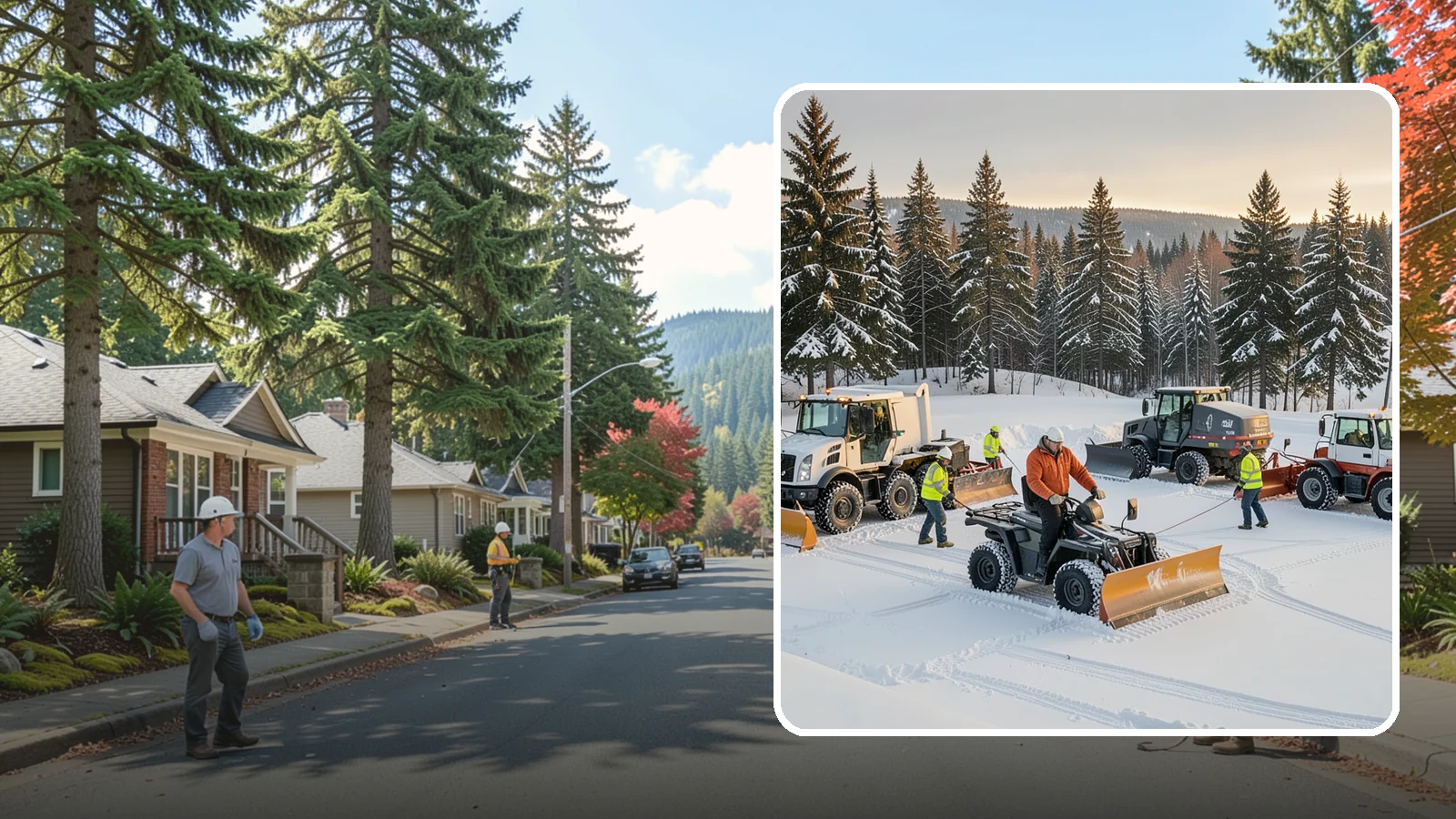 Snow Pusher Service in Hunts Point, King County, WA - Our box-blade snow pushers clear wide open lots quickly by moving large volumes in every pass.