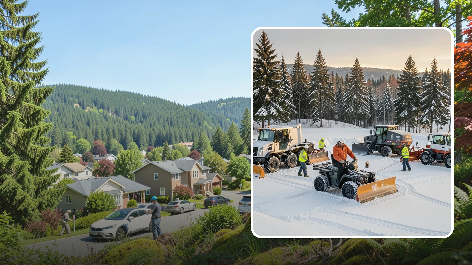 Snow Pusher Service in Index, Snohomish County, WA - Our box-blade snow pushers clear wide open lots quickly by moving large volumes in every pass.