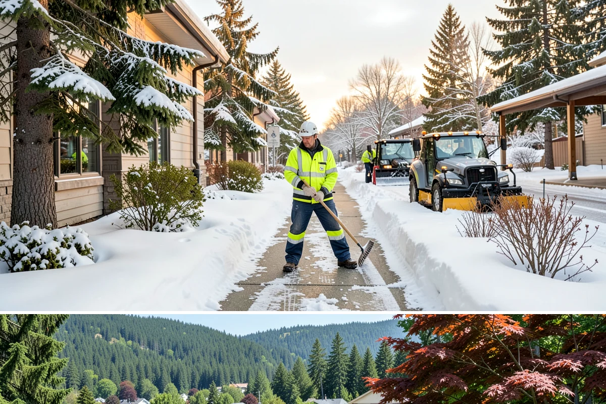 Snow Pusher Service in Index, Snohomish County, WA - Snow pusher service is in demand throughout the lowland snow season from late November through February on large commercial lots.