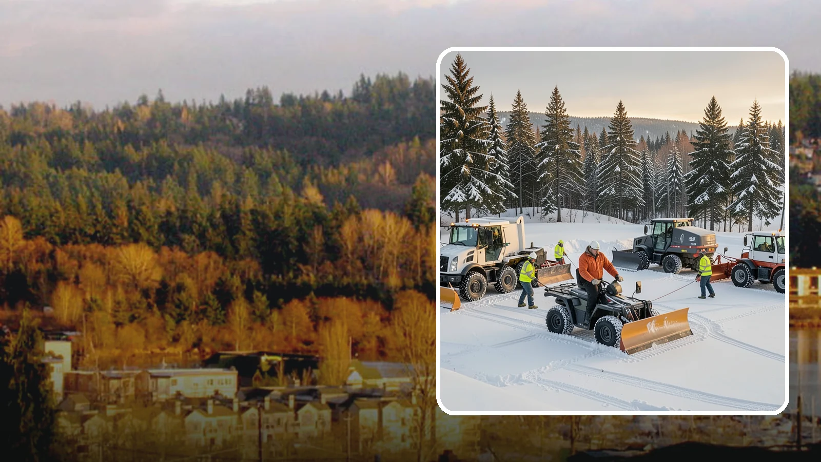 Snow Pusher Service in Kenmore, King County, WA - Our box-blade snow pushers clear wide open lots quickly by moving large volumes in every pass.