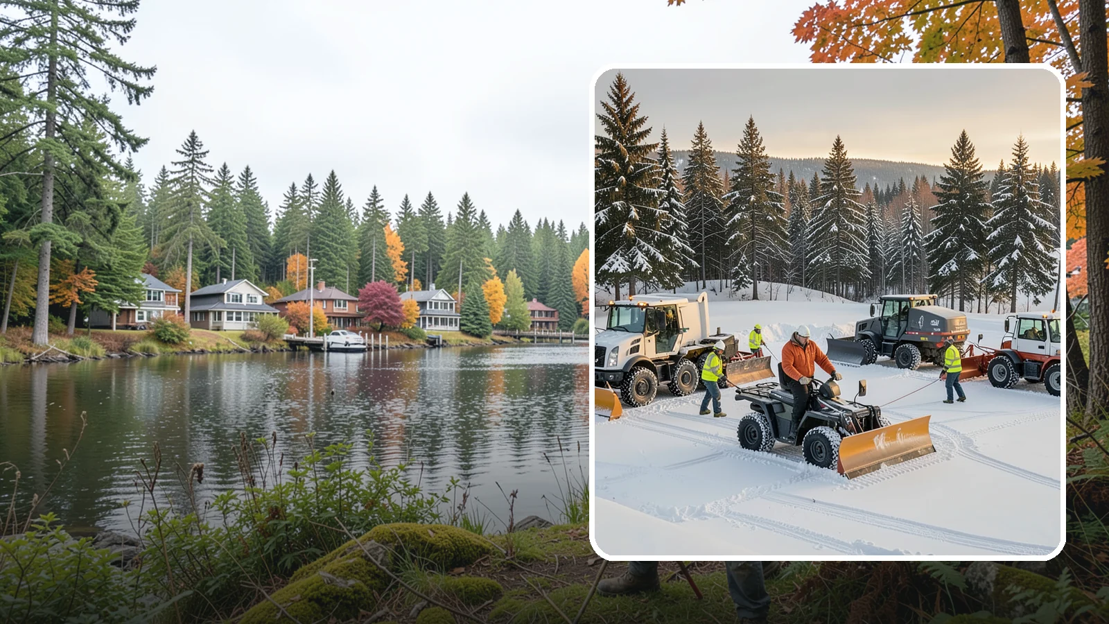 Snow Pusher Service in La Conner, Skagit County, WA - Our box-blade snow pushers clear wide open lots quickly by moving large volumes in every pass.