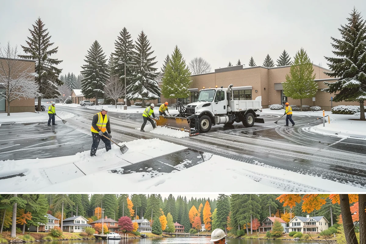 Snow Pusher Service in La Conner, Skagit County, WA - Snow pusher service is in demand throughout the lowland snow season from late November through February on large commercial lots.