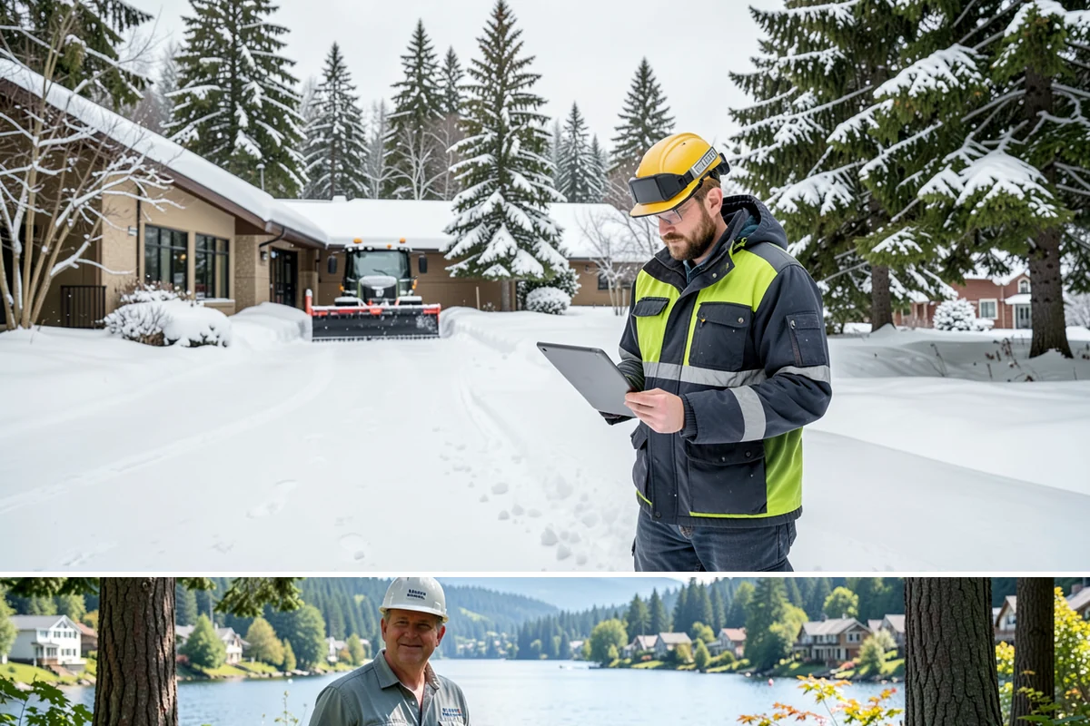 Snow Pusher Service in Milton, King County, WA - Snow pusher service is in demand throughout the lowland snow season from late November through February on large commercial lots.