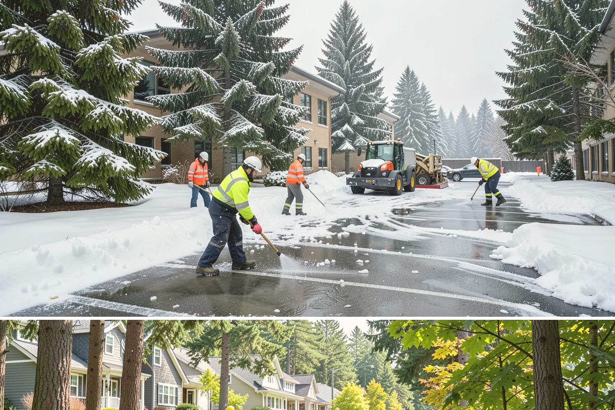 Snow Pusher Service in Normandy Park, King County, WA - Snow pusher service is in demand throughout the lowland snow season from late November through February on large commercial lots.