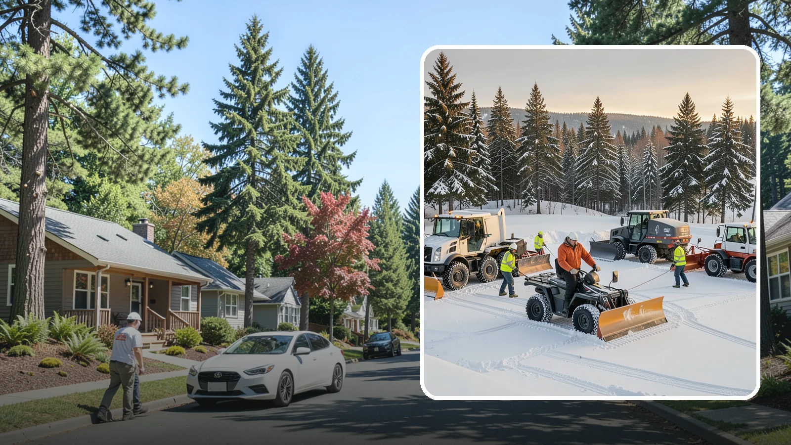 Snow Pusher Service in Orting, Pierce County, WA - Our box-blade snow pushers clear wide open lots quickly by moving large volumes in every pass.