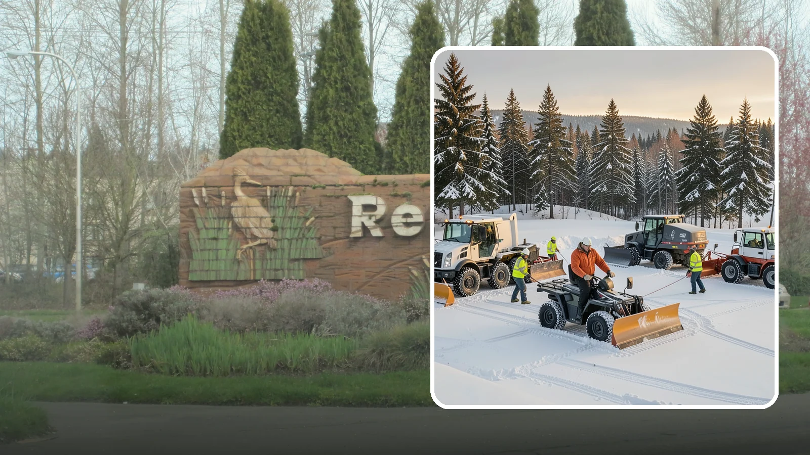 Snow Pusher Service in Renton, King County, WA - Our box-blade snow pushers clear wide open lots quickly by moving large volumes in every pass.