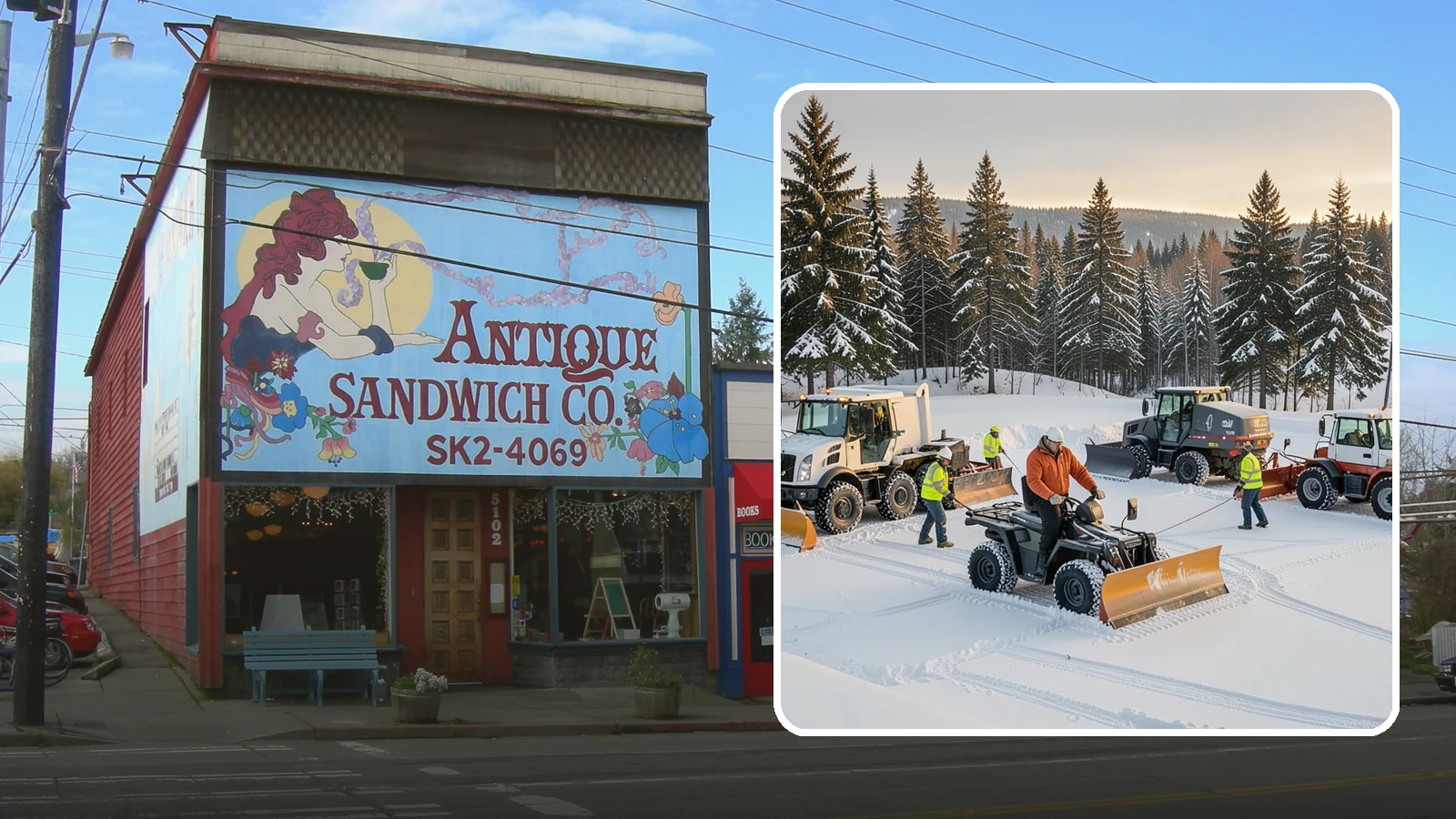 Snow Pusher Service in Ruston, Pierce County, WA - Our box-blade snow pushers clear wide open lots quickly by moving large volumes in every pass.