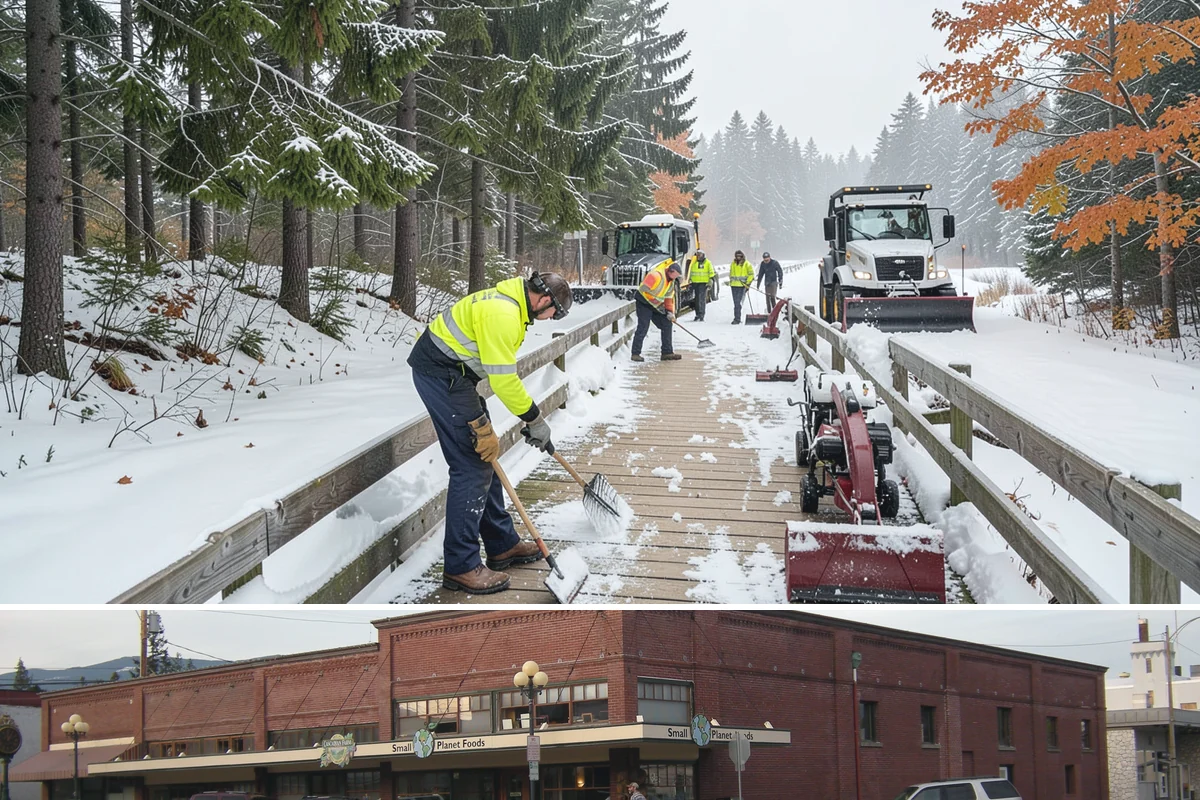 Snow Pusher Service in Sedro-Woolley, Skagit County, WA - Snow pusher service is in demand throughout the lowland snow season from late November through February on large commercial lots.
