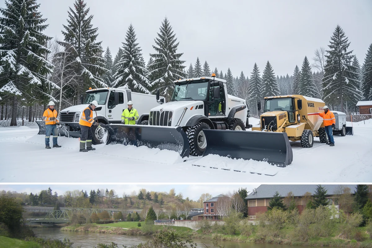 Snow Pusher Service in Tukwila, King County, WA - Snow pusher service is in demand throughout the lowland snow season from late November through February on large commercial lots.