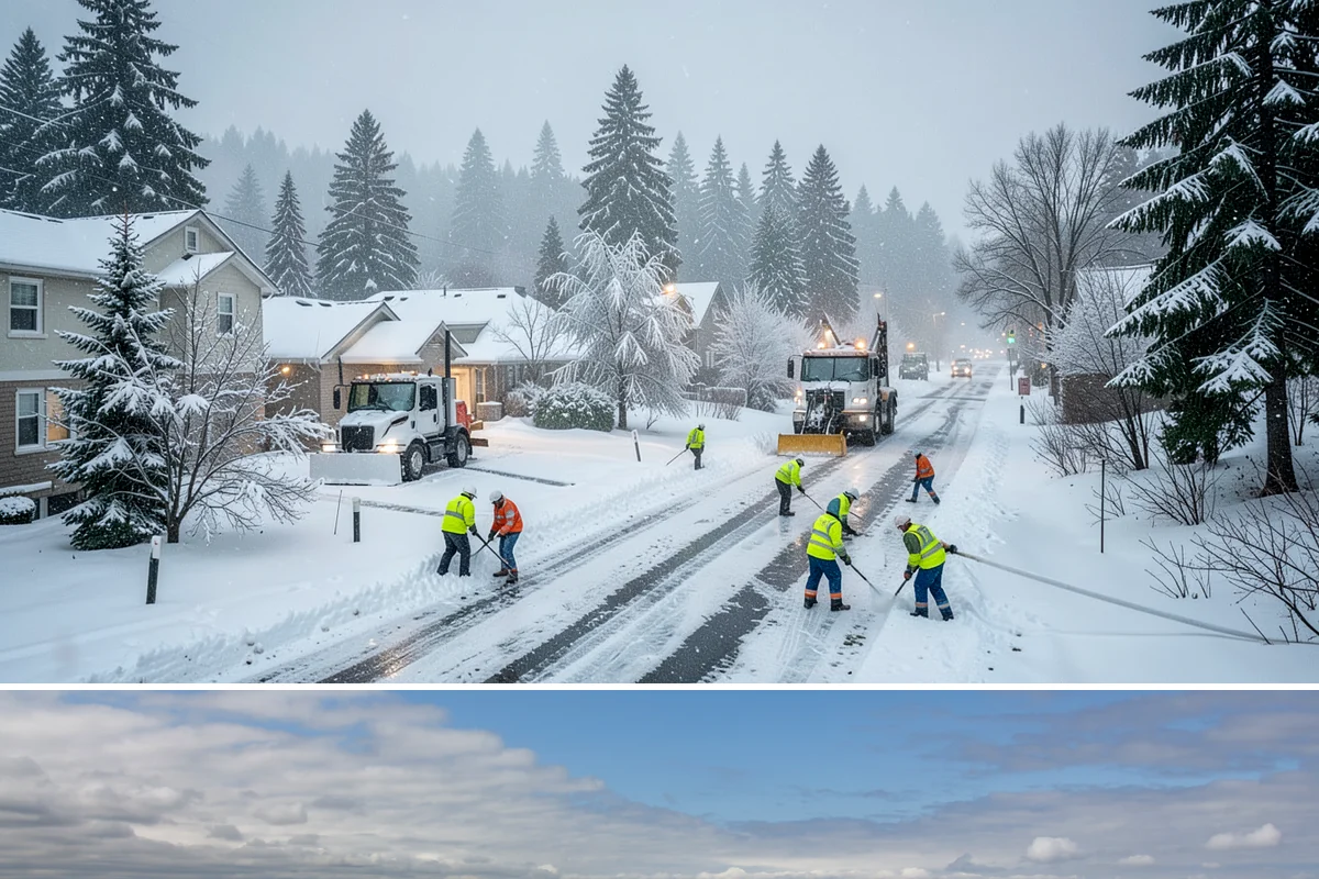 Snow Pusher Service in University Place, Pierce County, WA - Snow pusher service is in demand throughout the lowland snow season from late November through February on large commercial lots.