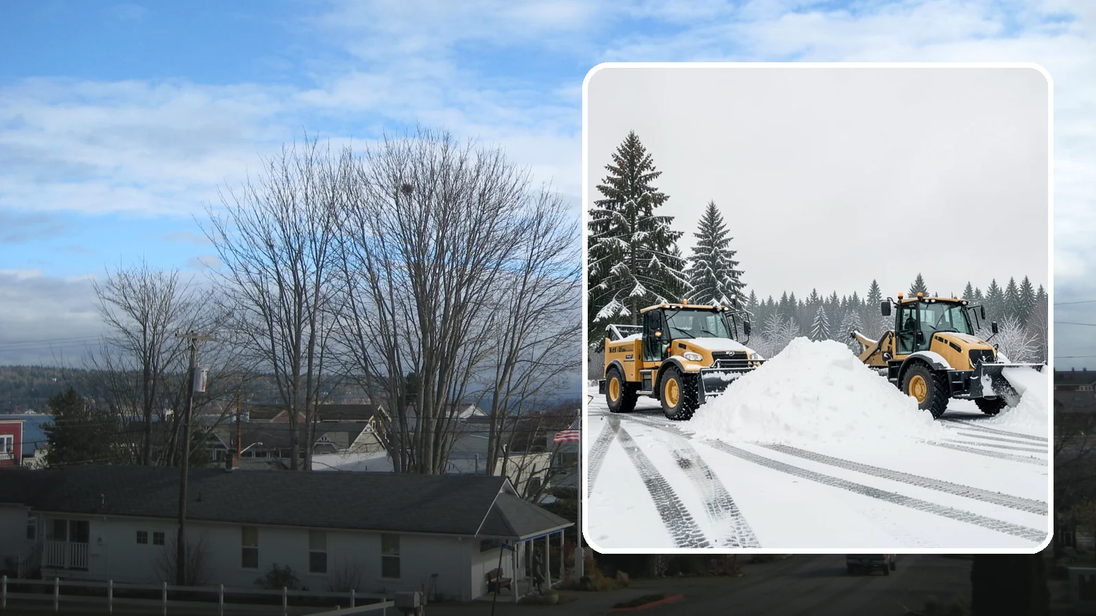 Snow Relocation in Langley, Island County, WA - We move snow to a better on-site location so it stops blocking traffic, parking, or access.