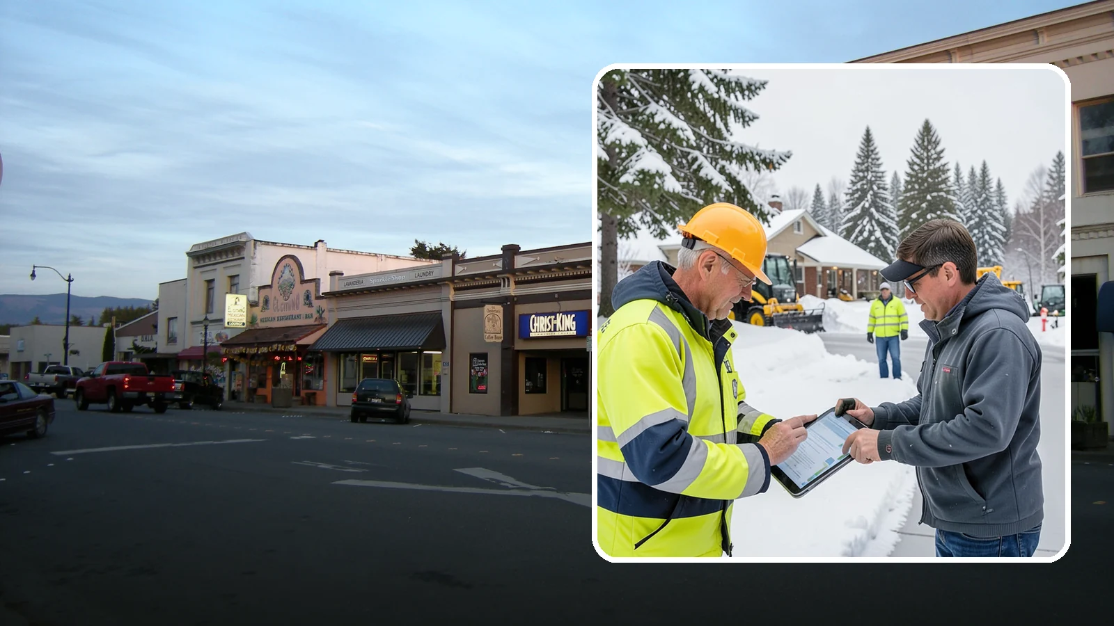 Snow Removal Inspections in Burlington, Skagit County, WA - We inspect Western Washington properties before and after snow events to verify clearing quality, document conditions, and...