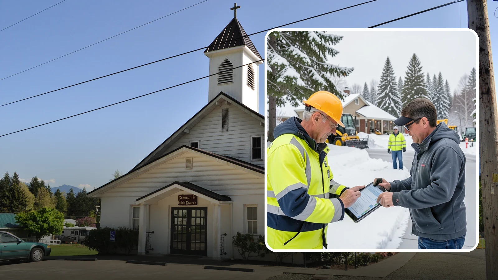 Snow Removal Inspections in Concrete, Skagit County, WA - We inspect Western Washington properties before and after snow events to verify clearing quality, document conditions, and...