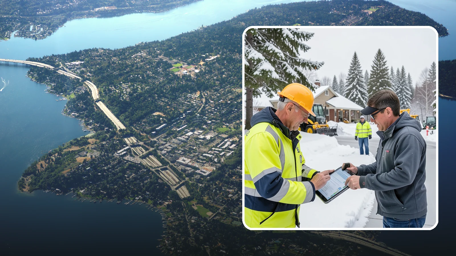 Snow Removal Inspections in Mercer Island, King County, WA - We inspect Western Washington properties before and after snow events to verify clearing quality, document conditions, and...