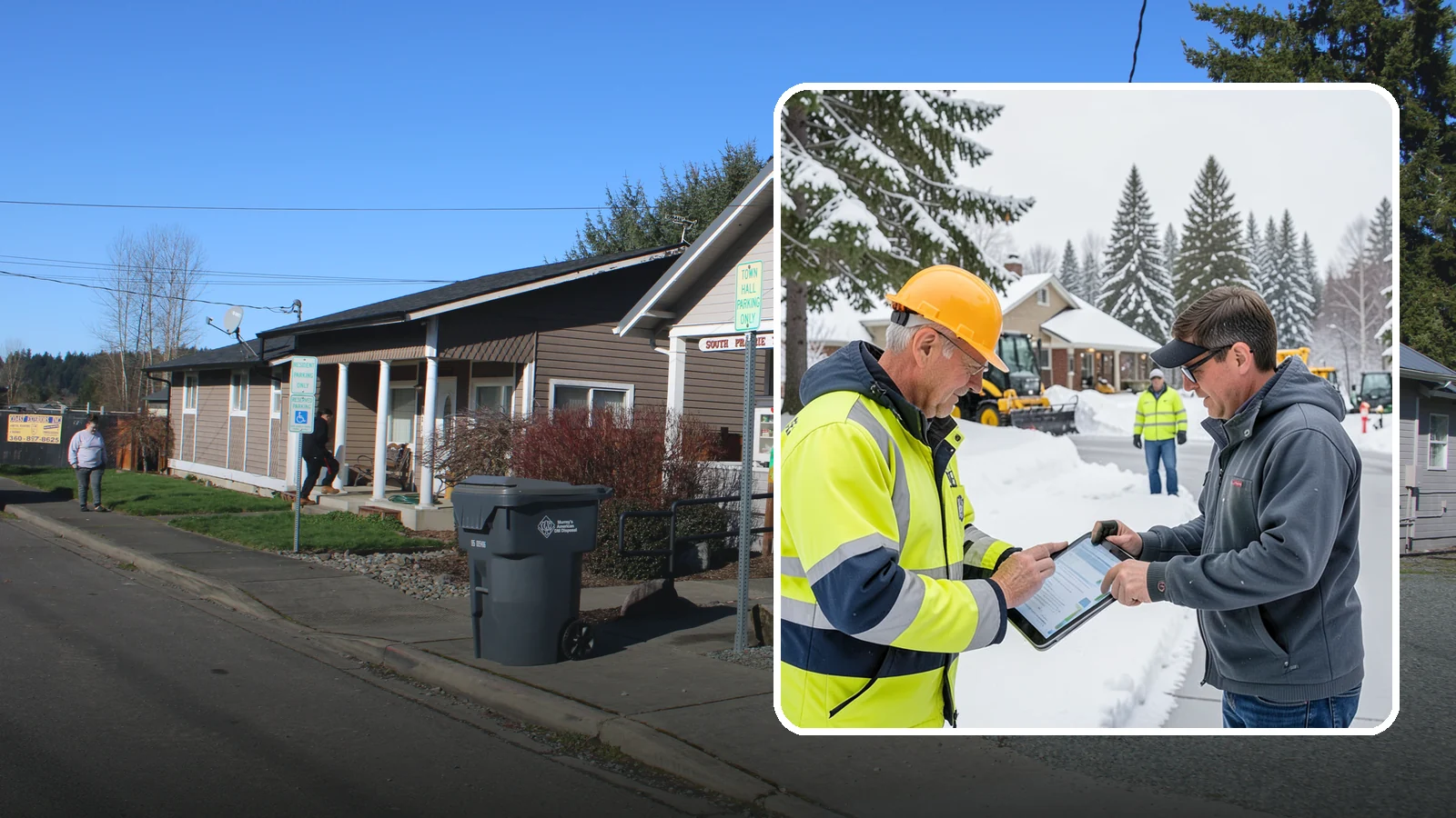 Snow Removal Inspections in South Prairie, Pierce County, WA - We inspect Western Washington properties before and after snow events to verify clearing quality, document conditions, and...