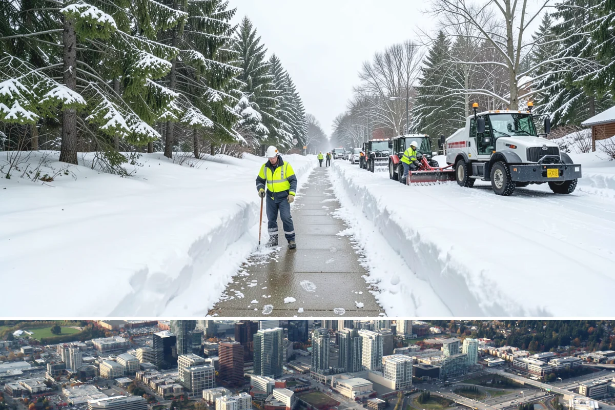 Snow Shoveling Services in Bellevue, King County, WA - Book hand-shoveling in early winter so detailed clearing is ready for the season's first snow.