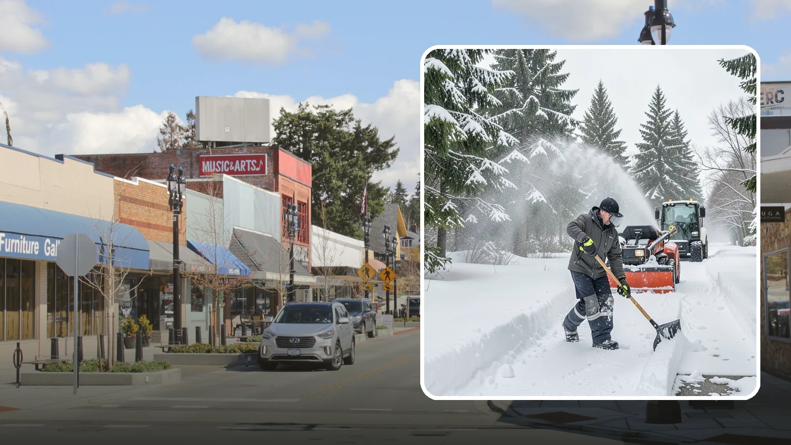 Snow Shoveling Services in Bothell, King County, WA - We hand-shovel walks, steps, and entries where careful clearing matters more than machine speed.