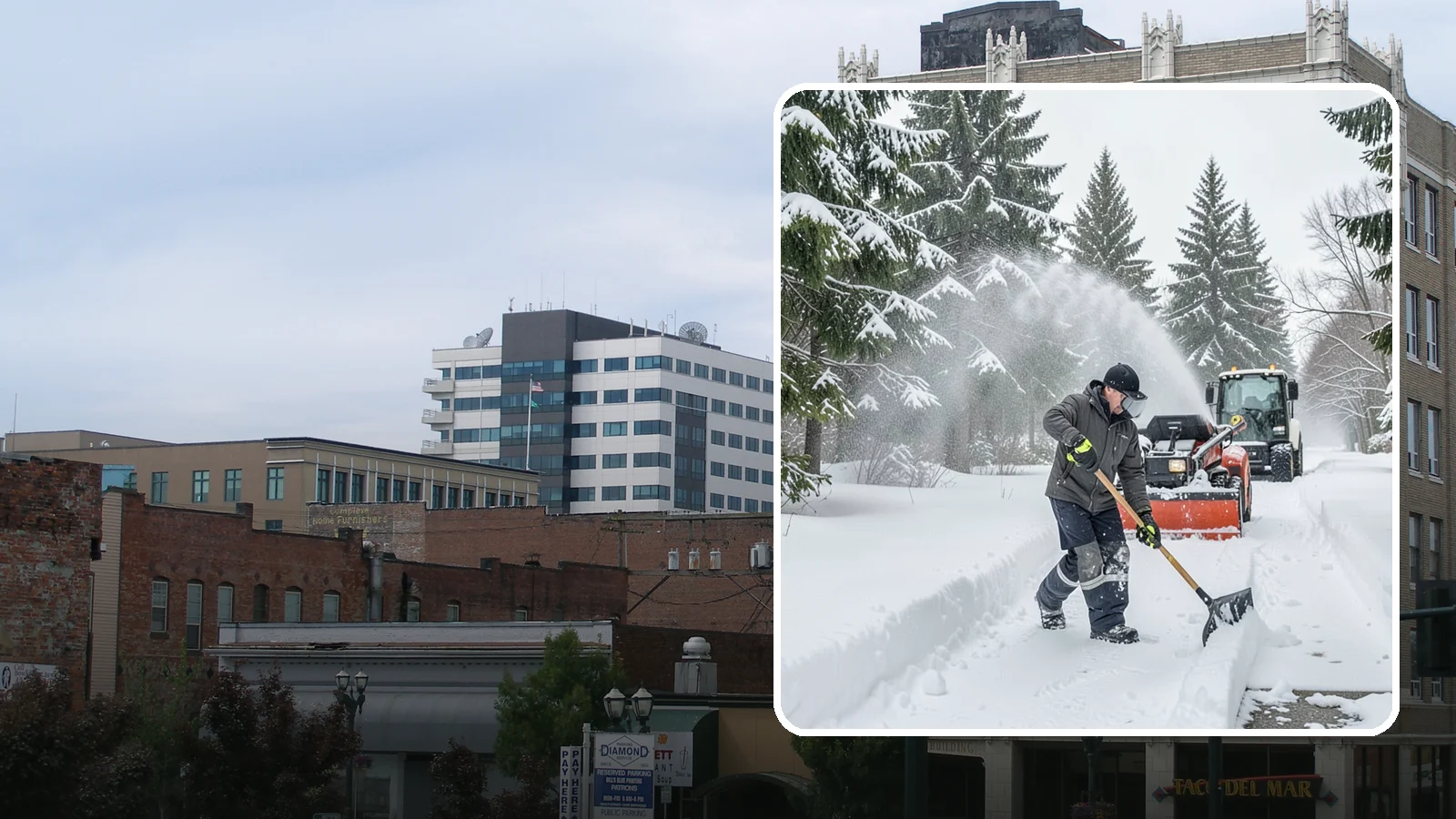 Snow Shoveling Services in Everett, Snohomish County, WA - We hand-shovel walks, steps, and entries where careful clearing matters more than machine speed.