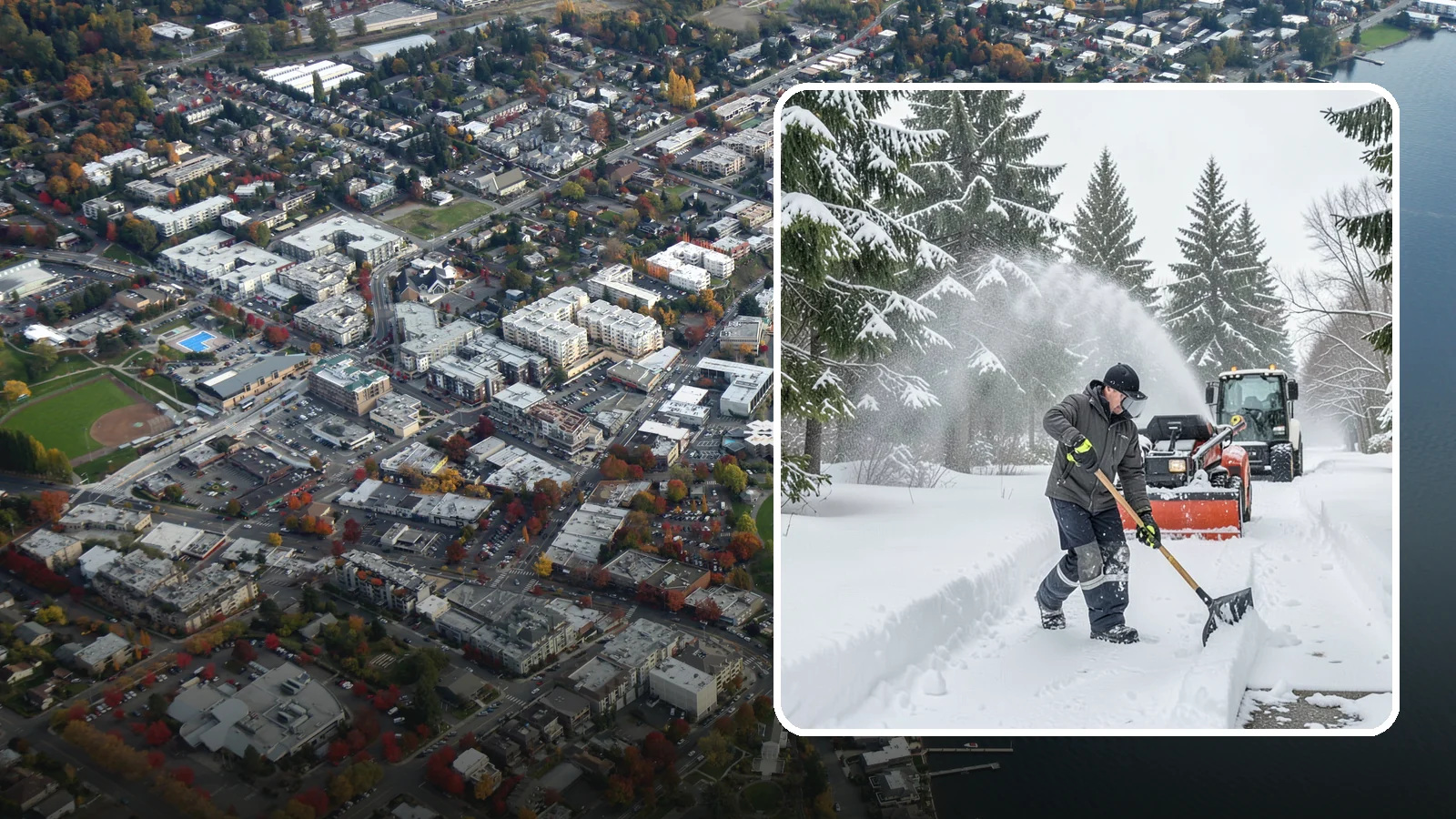 Snow Shoveling Services in Kirkland, King County, WA - We hand-shovel walks, steps, and entries where careful clearing matters more than machine speed.