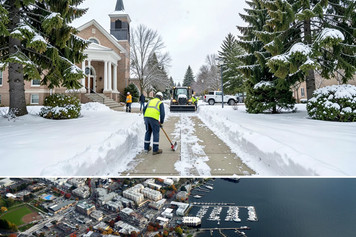 Snow Shoveling Services in Kirkland, King County, WA - Book hand-shoveling in early winter so detailed clearing is ready for the season's first snow.