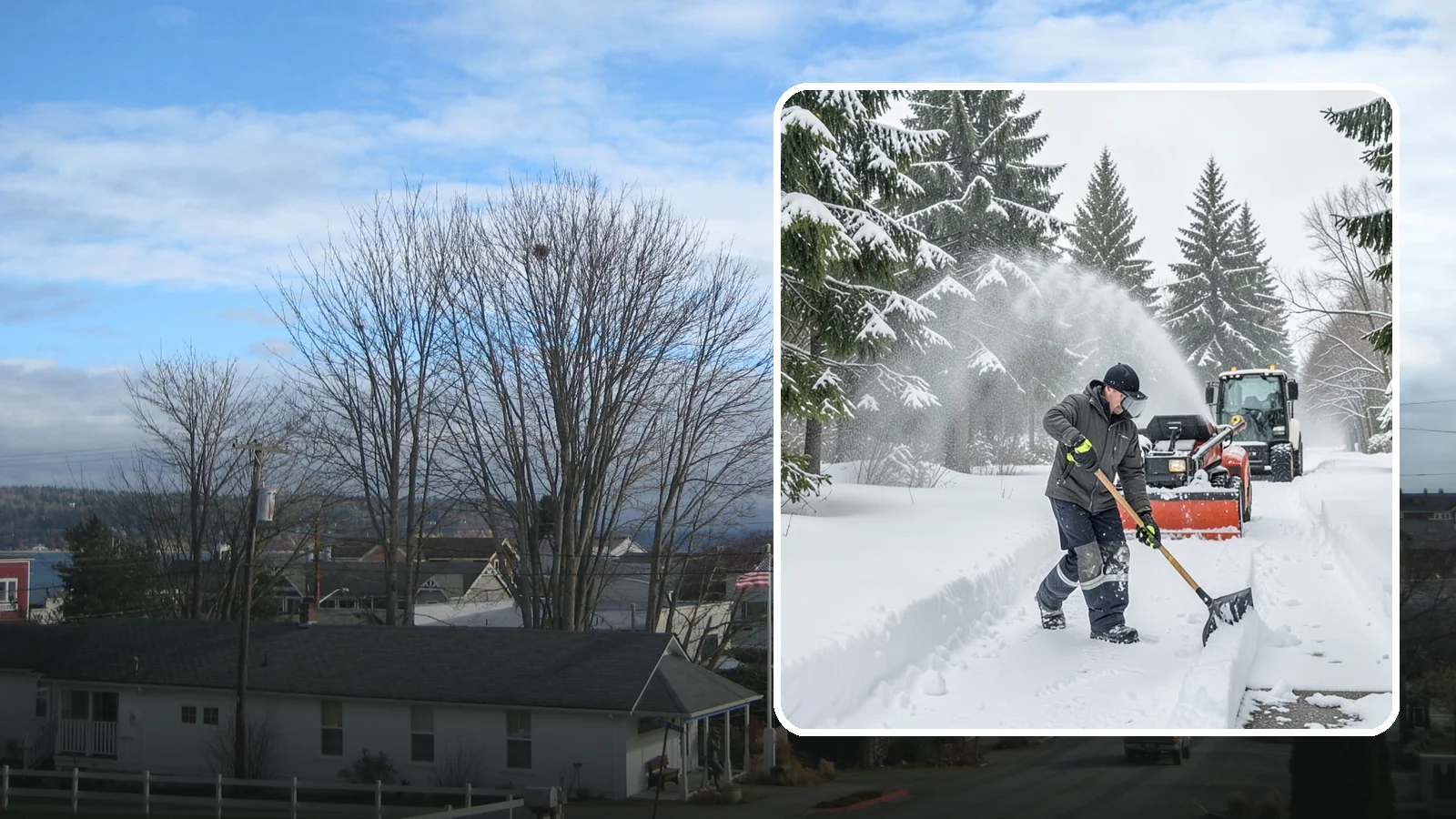 Snow Shoveling Services in Langley, Island County, WA - We hand-shovel walks, steps, and entries where careful clearing matters more than machine speed.