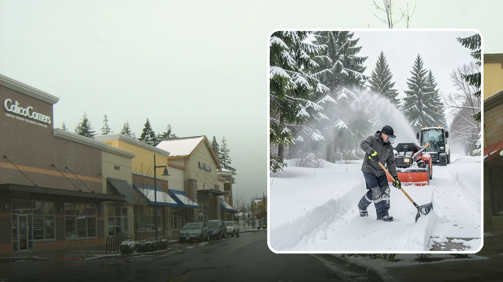 Snow Shoveling Services in Mill Creek, Snohomish County, WA - We hand-shovel walks, steps, and entries where careful clearing matters more than machine speed.