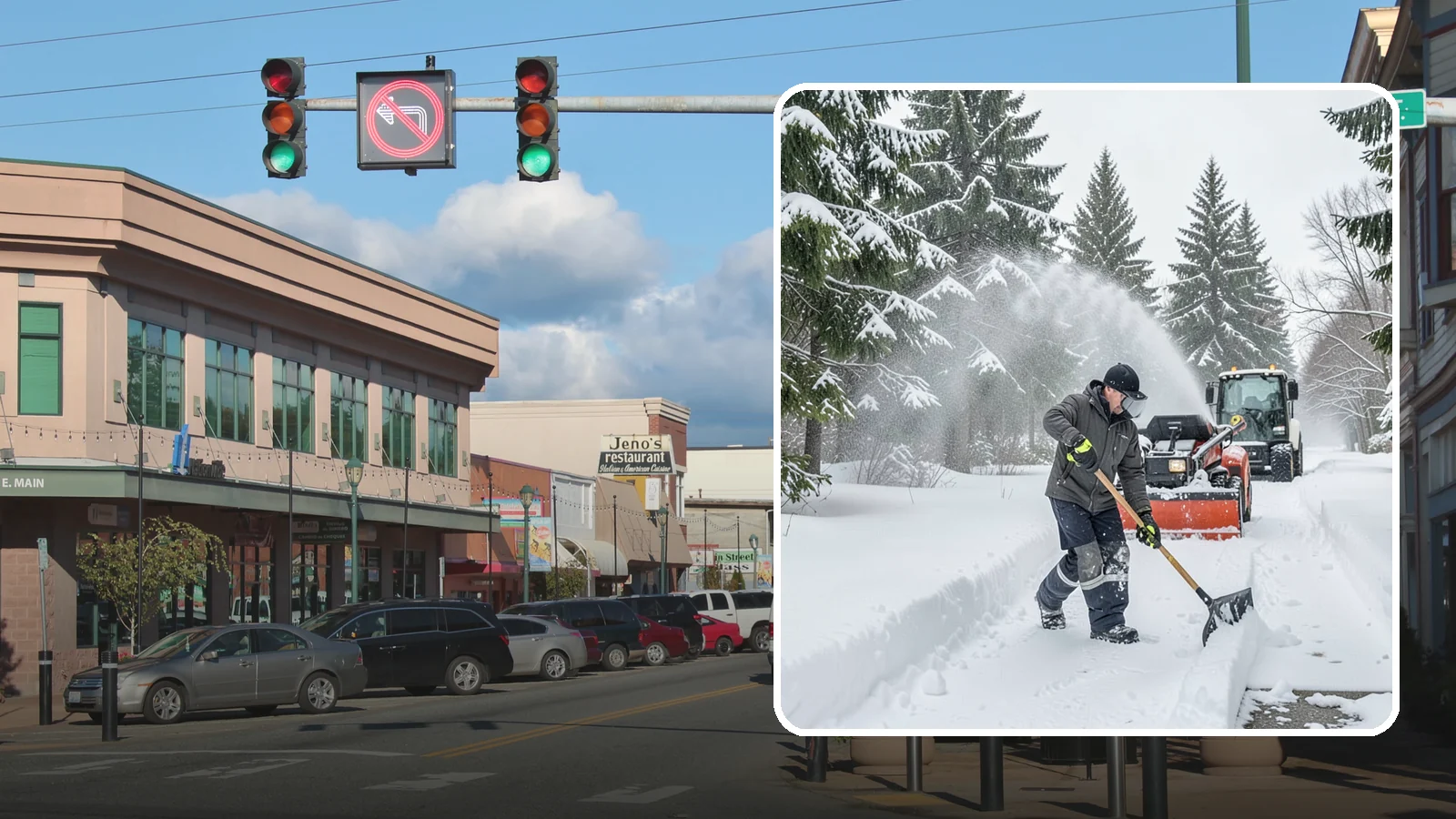 Snow Shoveling Services in Monroe, Snohomish County, WA - We hand-shovel walks, steps, and entries where careful clearing matters more than machine speed.