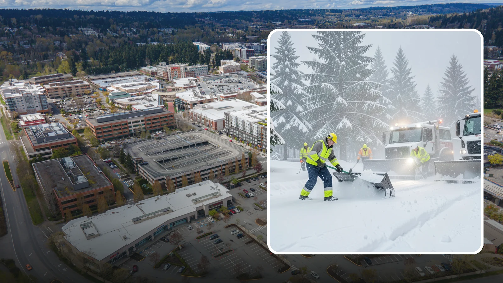 Snow Squall Response in Redmond, King County, WA - We respond to sudden, intense snow squalls that drop visibility and dump quick accumulation across your property.