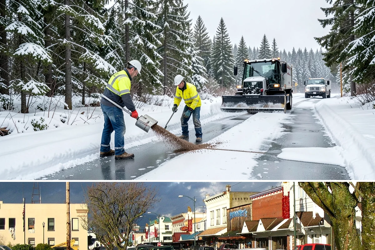 Snow Stacking in Arlington, Snohomish County, WA - Snow stacking matters throughout the plowing season as each storm adds to the piles that must stay organized and out of the way.