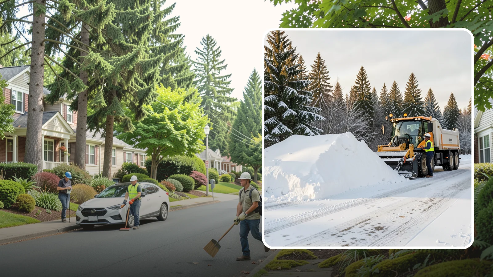 Snow Stacking in Beaux Arts Village, King County, WA - We stack plowed snow into organized piles that maximize usable space and drain cleanly.