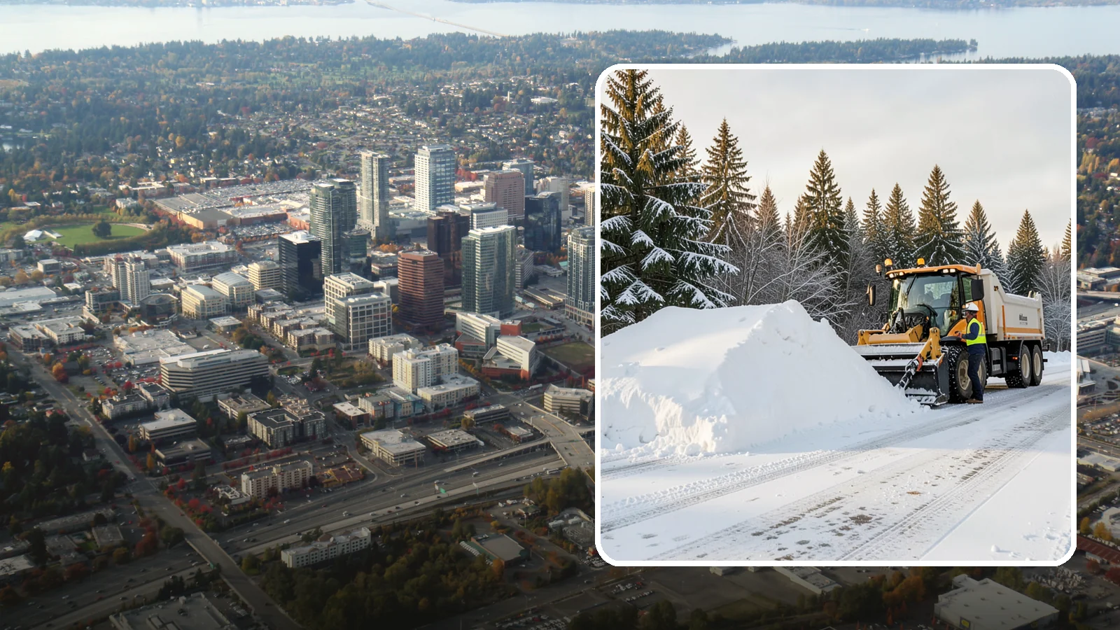 Snow Stacking in Bellevue, King County, WA - We stack plowed snow into organized piles that maximize usable space and drain cleanly.