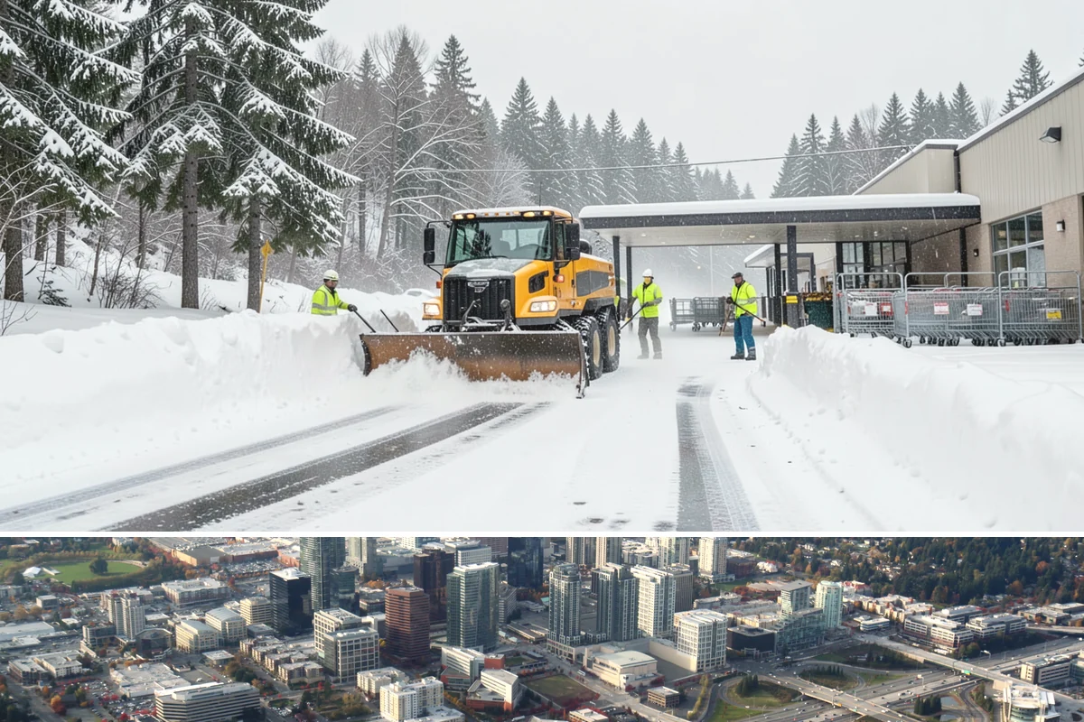 Snow Stacking in Bellevue, King County, WA - Snow stacking matters throughout the plowing season as each storm adds to the piles that must stay organized and out of the way.