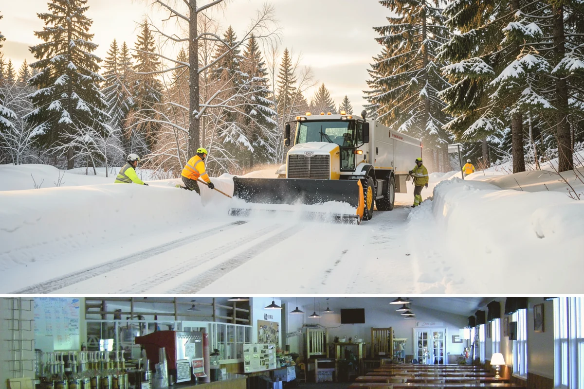 Snow Stacking in Black Diamond, King County, WA - Snow stacking matters throughout the plowing season as each storm adds to the piles that must stay organized and out of the way.