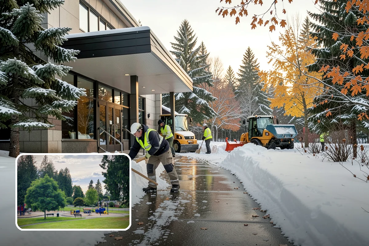 Snow Stacking in Bonney Lake, Pierce County, WA - Preserves the most parking and open space