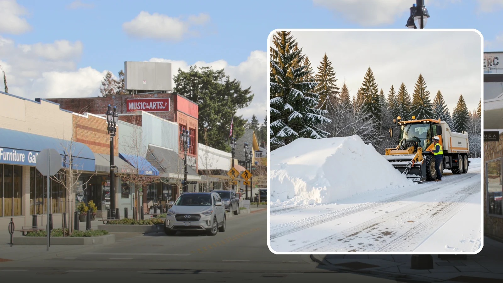Snow Stacking in Bothell, King County, WA - We stack plowed snow into organized piles that maximize usable space and drain cleanly.
