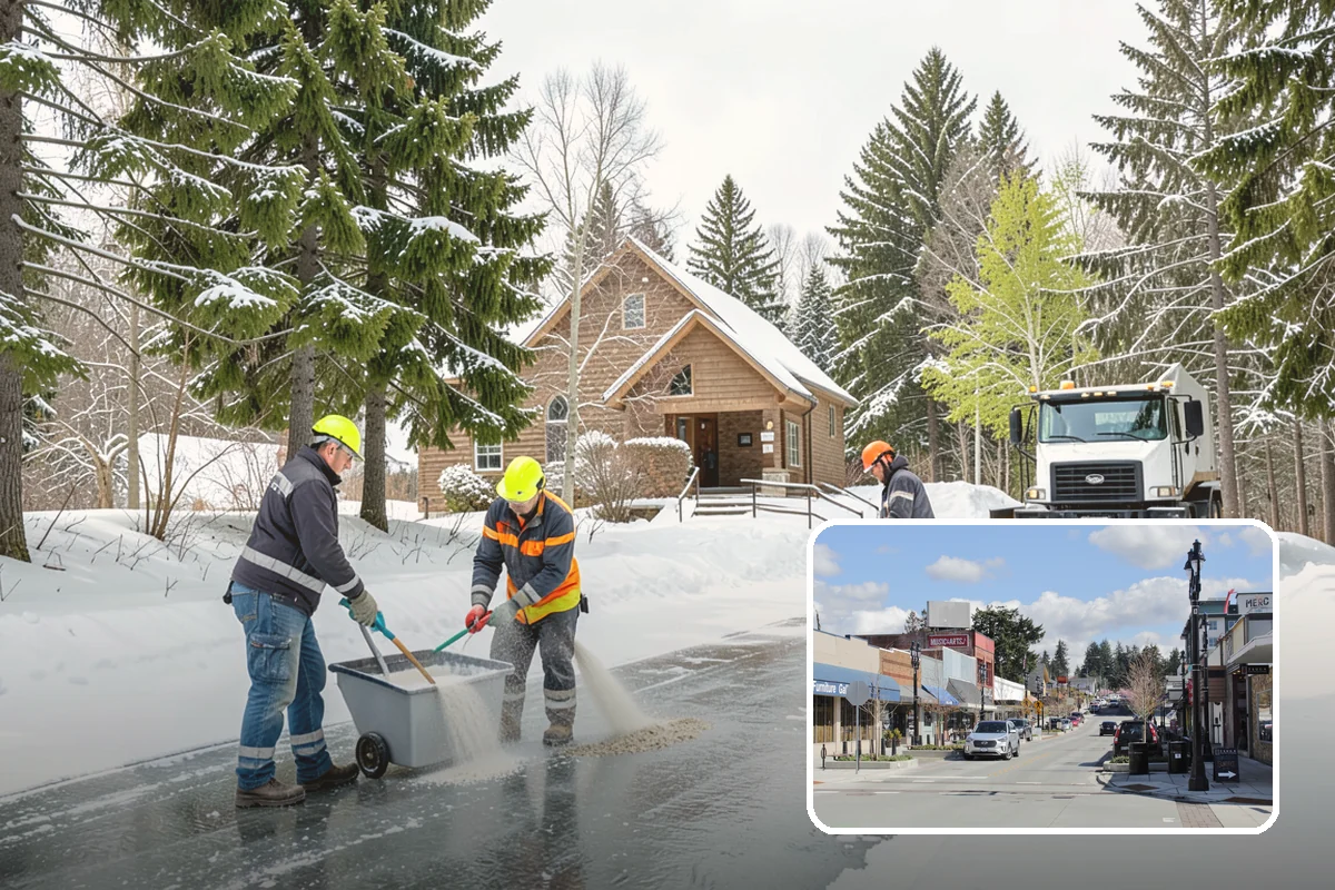 Snow Stacking in Bothell, King County, WA - Preserves the most parking and open space