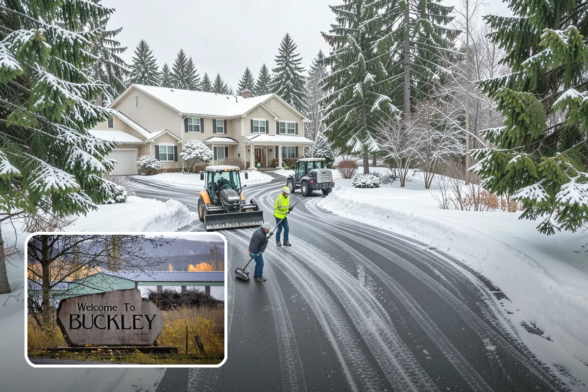 Snow Stacking in Buckley, Pierce County, WA - Preserves the most parking and open space