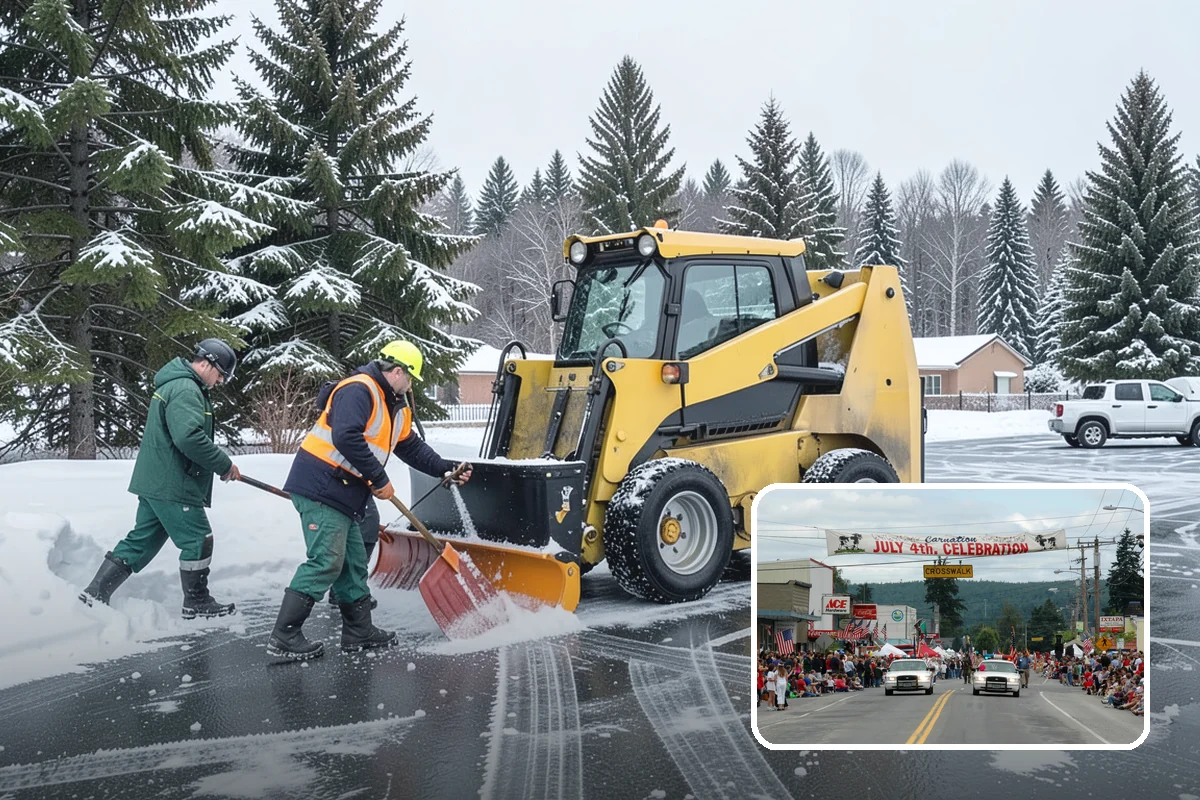 Snow Stacking in Carnation, King County, WA - Preserves the most parking and open space