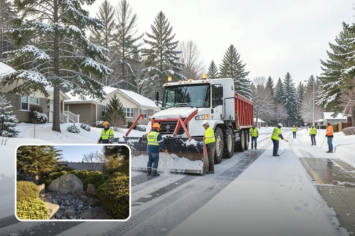 Snow Stacking in Clyde Hill, King County, WA - Preserves the most parking and open space