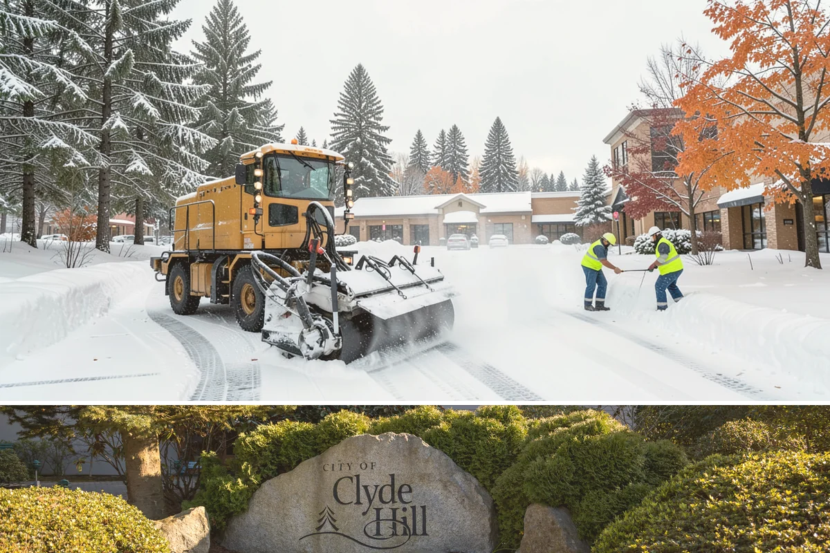 Snow Stacking in Clyde Hill, King County, WA - Snow stacking matters throughout the plowing season as each storm adds to the piles that must stay organized and out of the way.