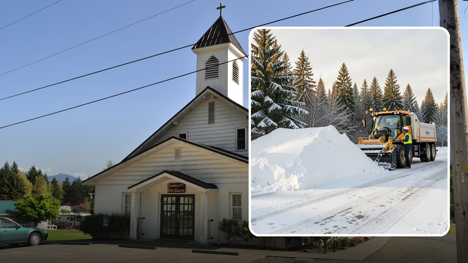 Snow Stacking in Concrete, Skagit County, WA - We stack plowed snow into organized piles that maximize usable space and drain cleanly.