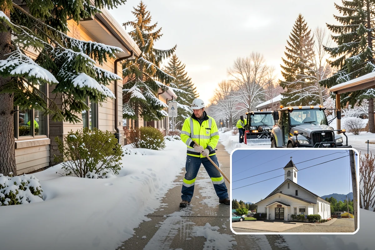 Snow Stacking in Concrete, Skagit County, WA - Preserves the most parking and open space
